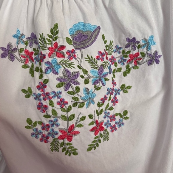 GiocamWhite Embroidered Off-Shoulder CottonDress Boho Bridal Beach Goddess Vibes - Picture 7 of 16